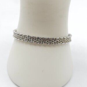 MONET Silver Tone Mesh Bracelet With Secure Clasp Vintage